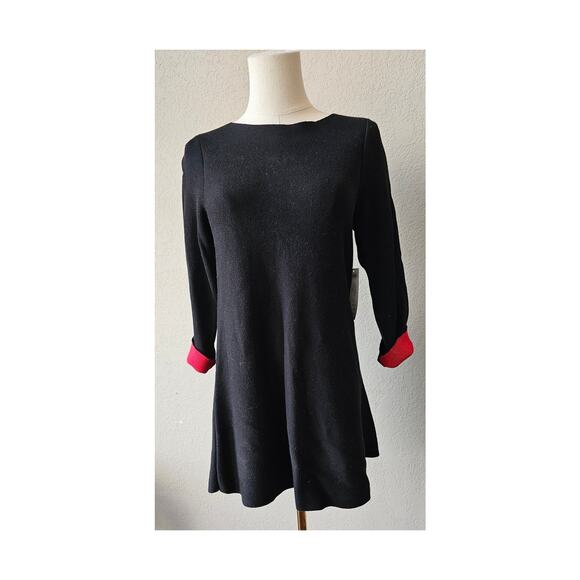 Chico's Sweaters - NWT Chico's Sz 0 Bi Color‎ Red Black Double Knit Tunic Sweater Size Small